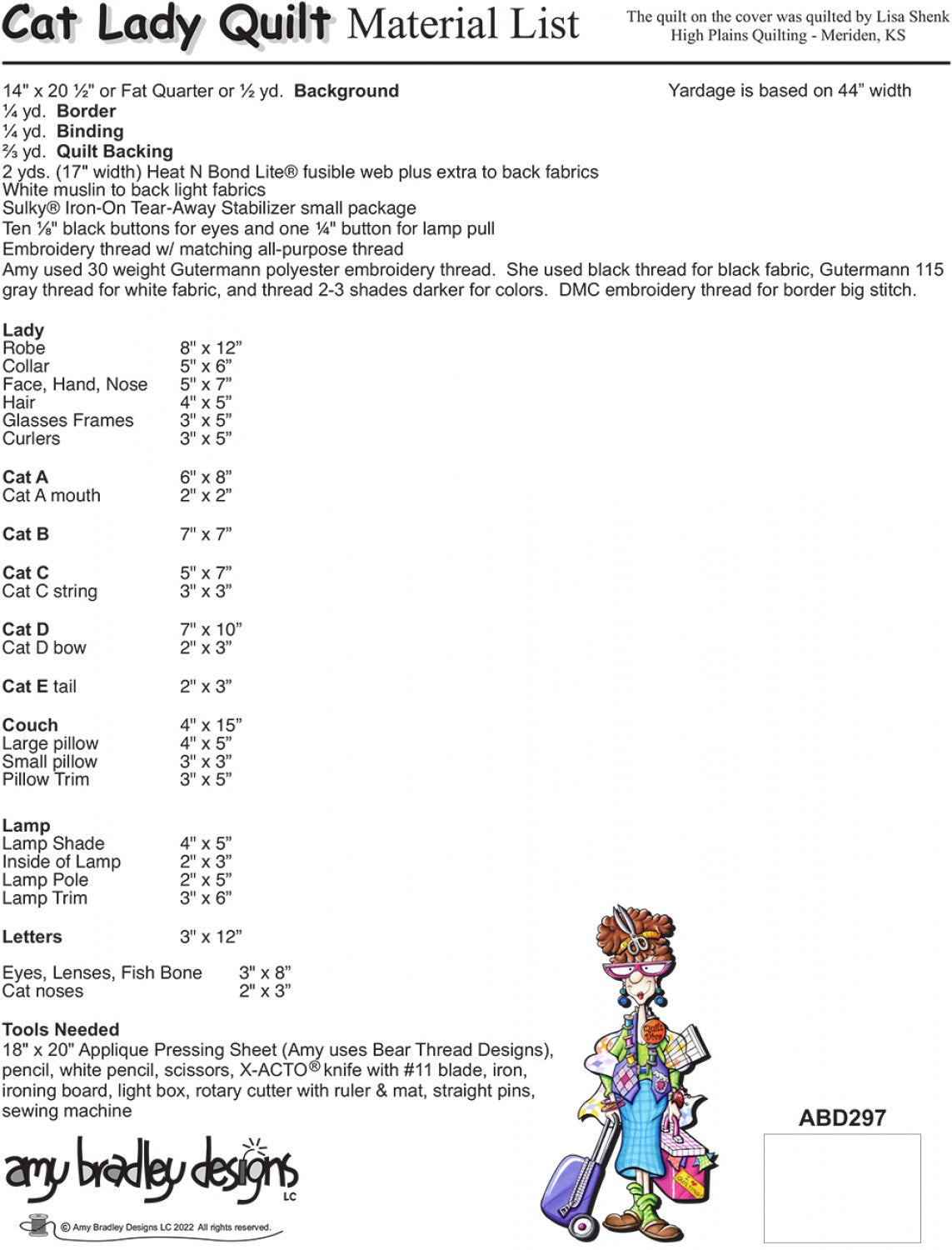 Cat Lady Appliqué Pattern by Amy Bradley