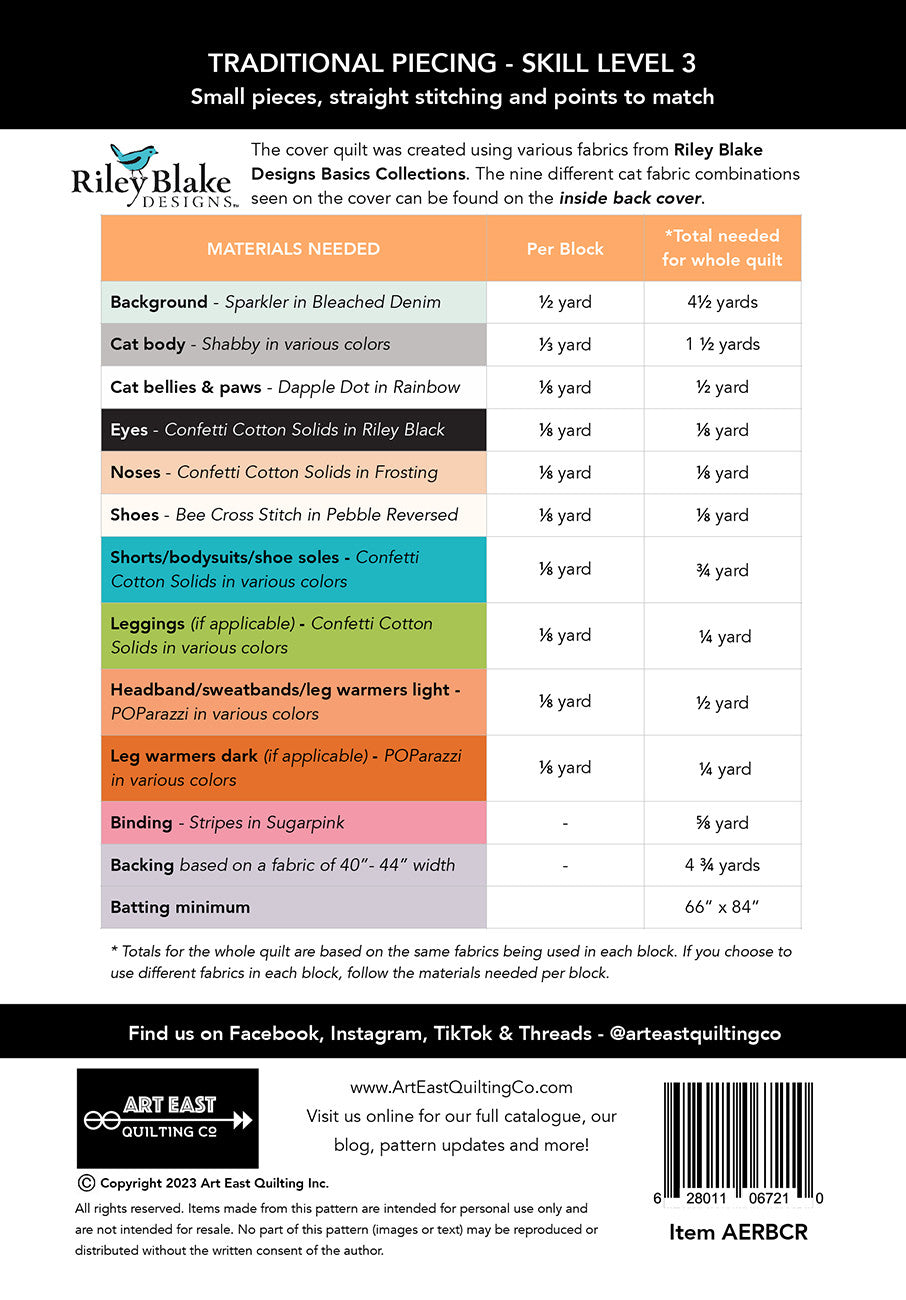 Catrobics Cats Movin & Groovin Pattern by Art East Quilting Co