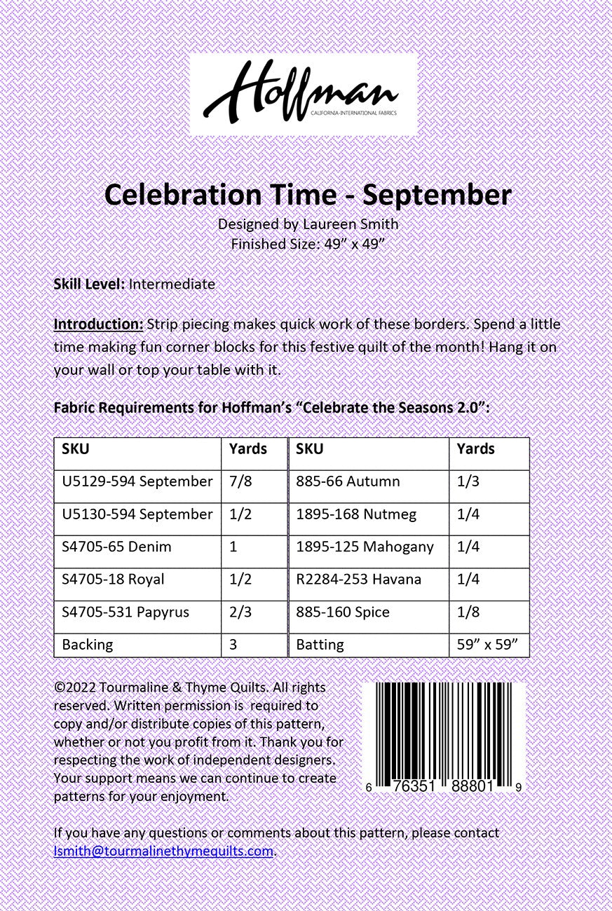 Celebration Time - September # TTQ-298 - Special Order