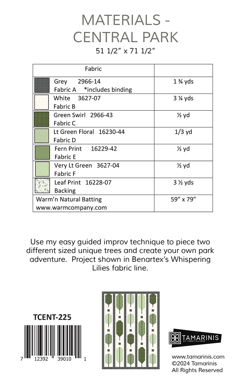 Central Park Quilt Pattern by Tamarinis
