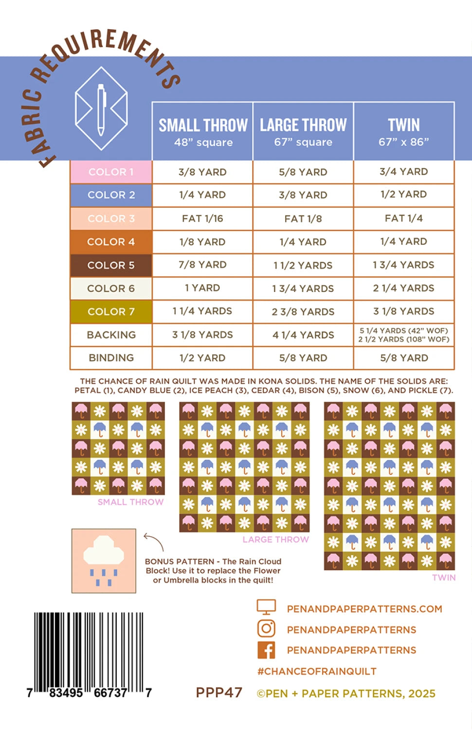 Chance of Rain Quilt Pattern by Pen + Paper Patterns