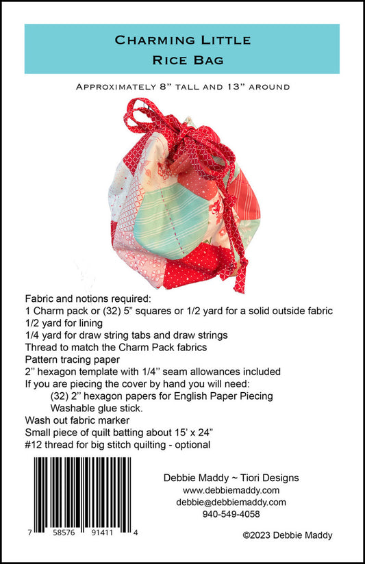 Charming Little Rice Bag featuring Indigo Blooming by Debbie Maddy - Bag Kit