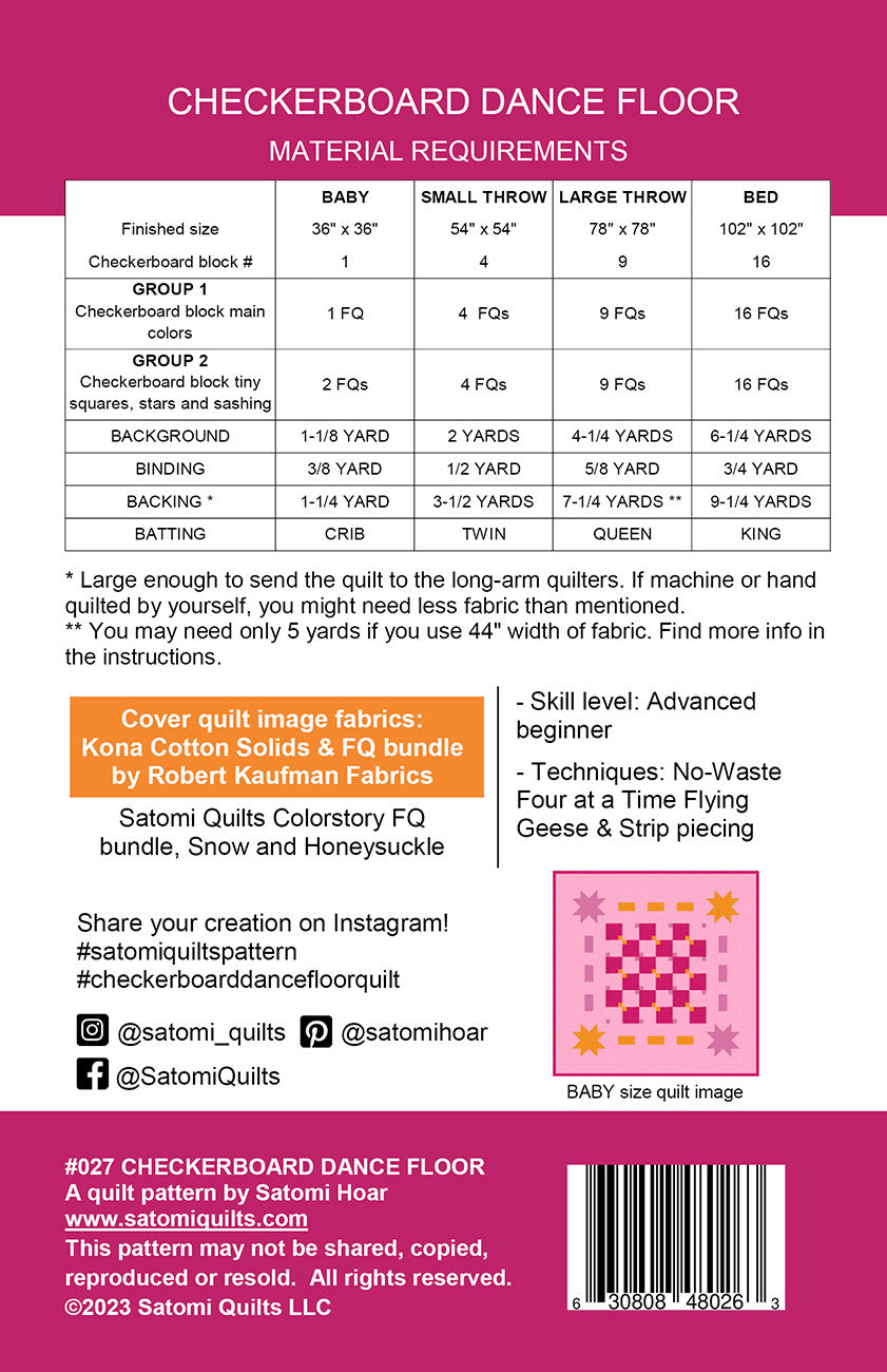 Checkerboard Dance FloorQuilt Pattern by Satomi Quilts
