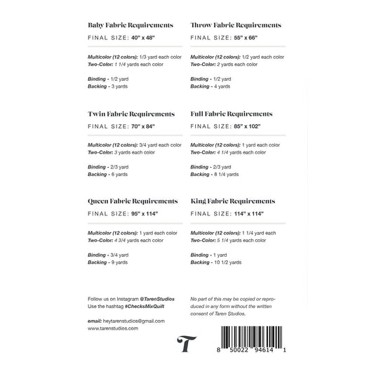 Checks Mix Quilt Pattern by Taren Studios