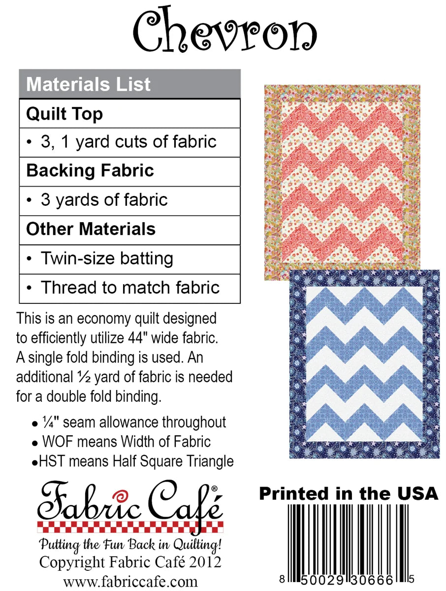 Chevron Quilt Pattern by Fabric Cafe