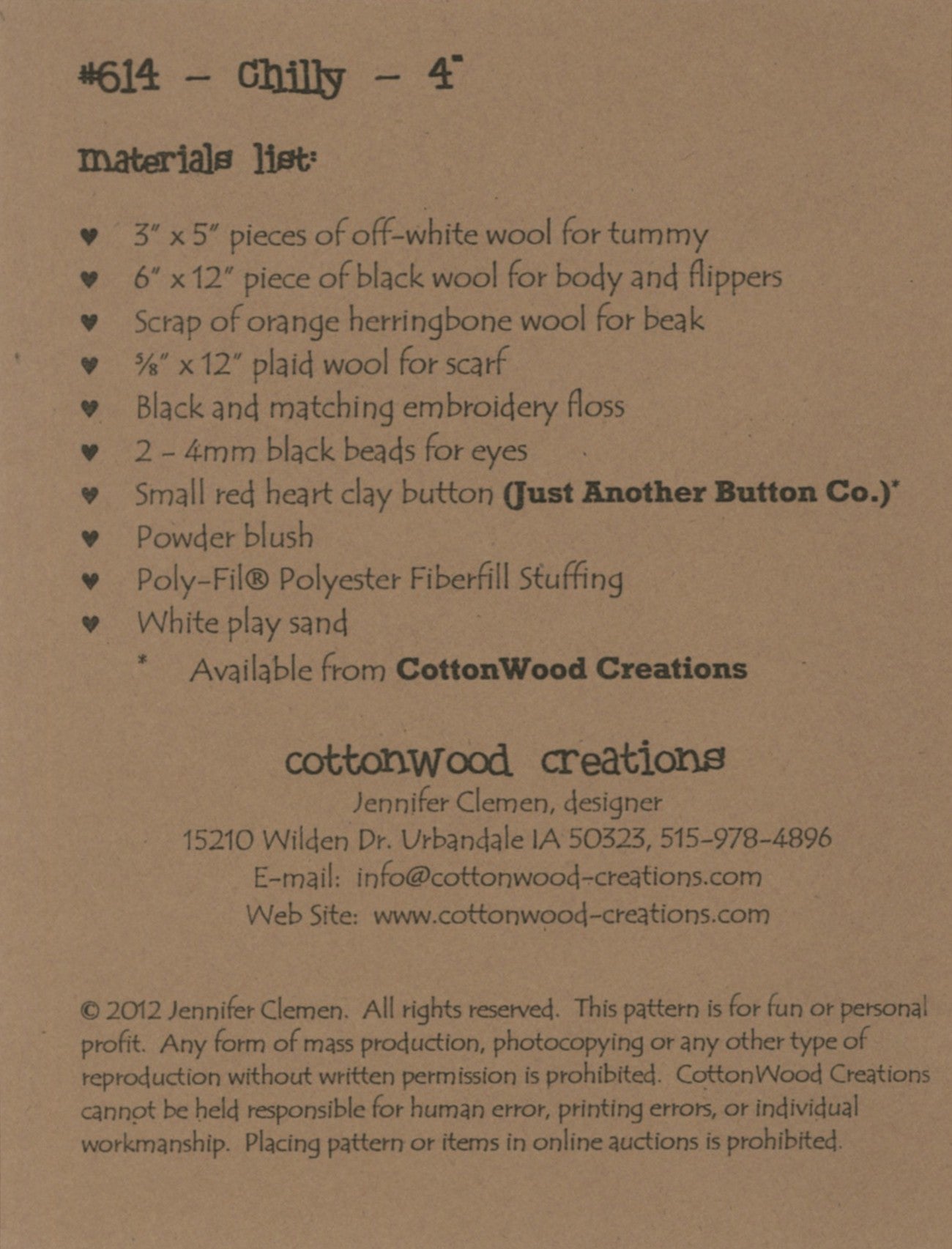 Chilly # CWC614 - Special Order