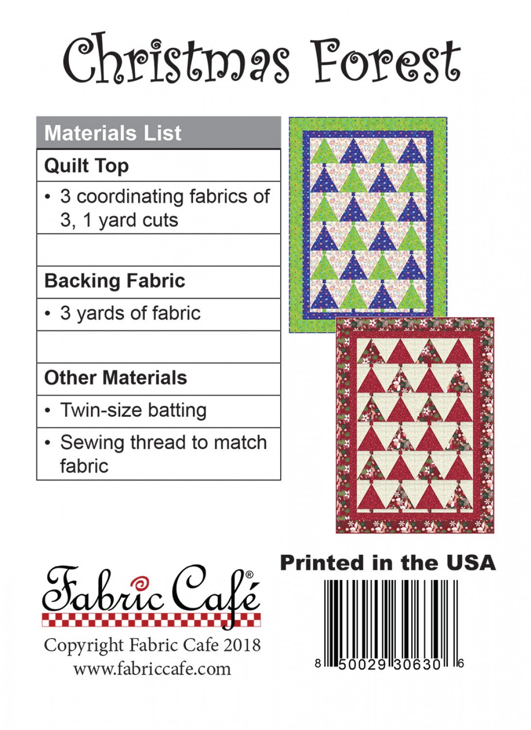 Christmas Forest Quilt Pattern by Fabric Cafe