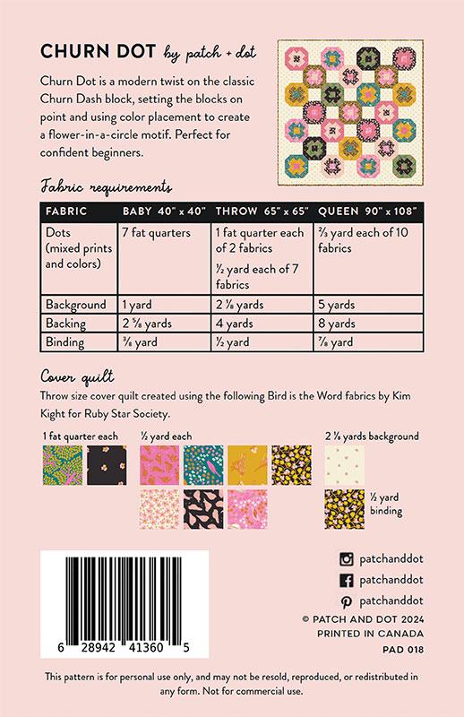 Churn Dot Quilt Pattern by Patch & Dot - PAD 018