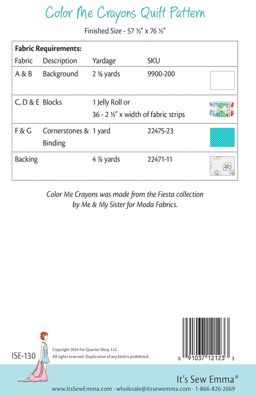 Color Me Crayons Quilt Pattern by It’s Sew Emma