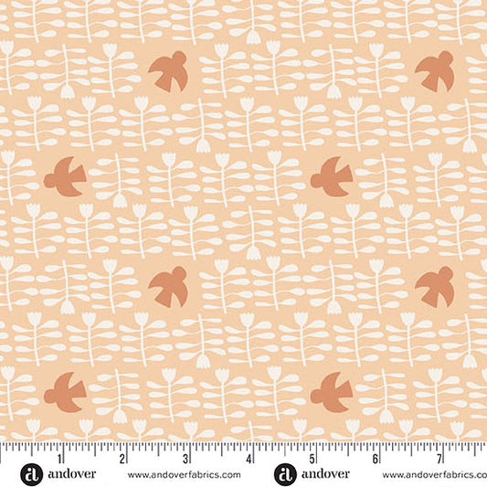 Conway Cottage by Karen Lewis Textiles : Amongst the Flowers Apricot A1417-O
