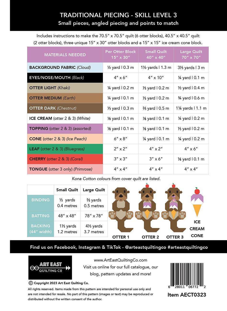 Cool Treats An Otter Quilt Pattern by Art East Quilting Co