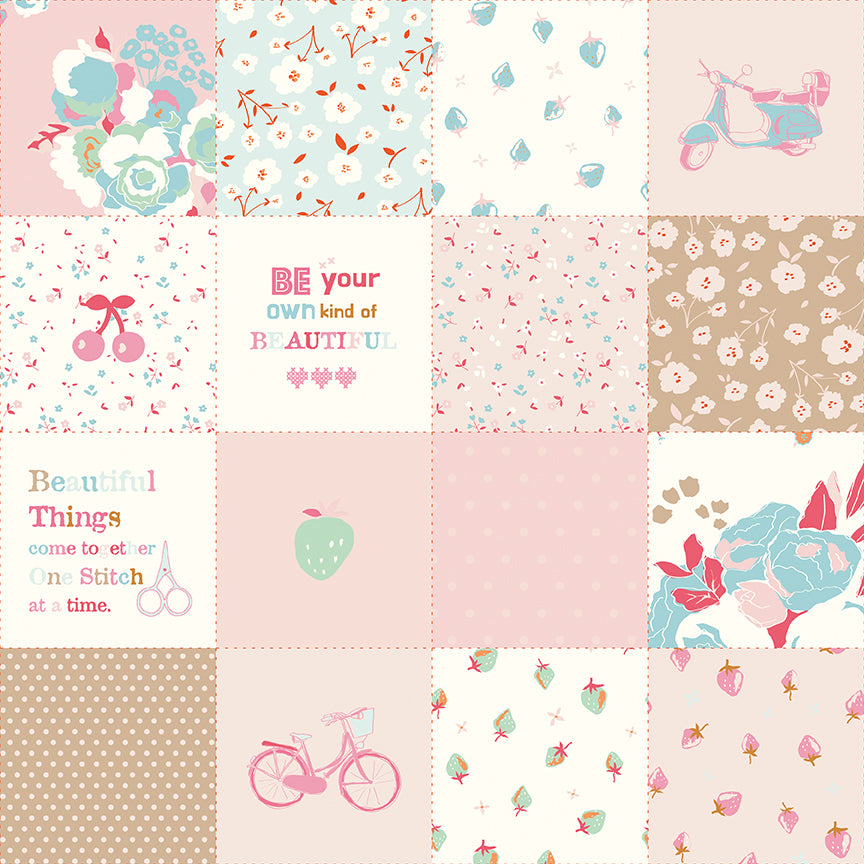 Cotton Nook by Minki Kim : Patchwork Pink C17978-PINK