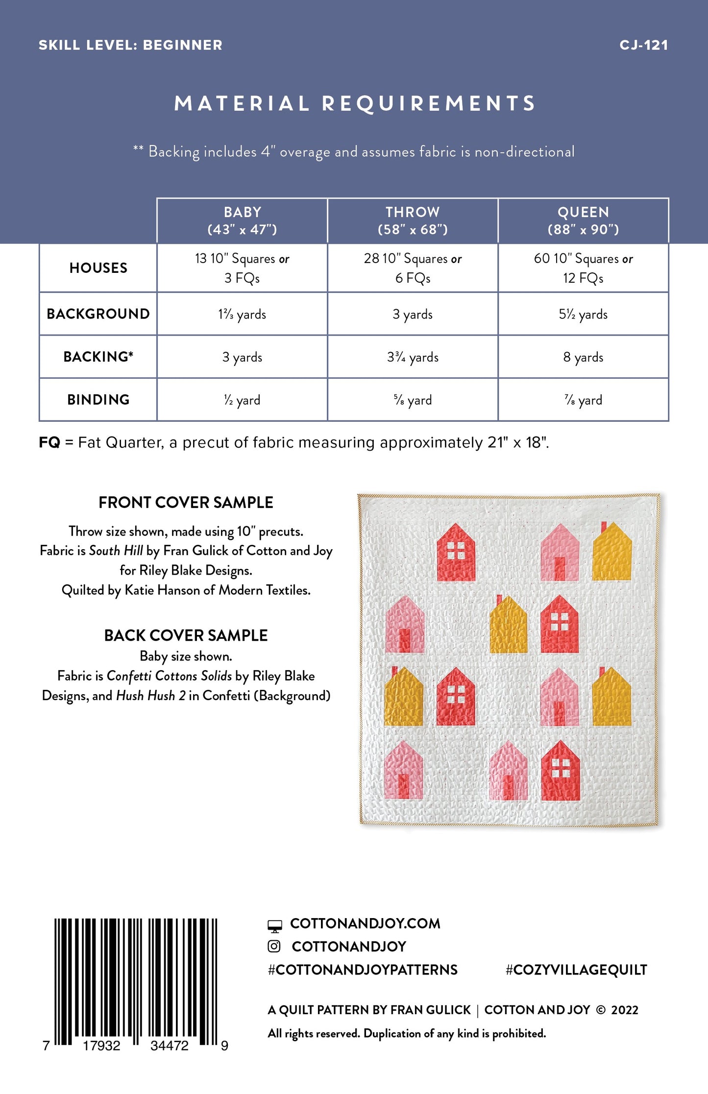 Cozy Village Quilt Pattern by Cotton and Joy
