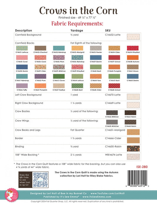 Crows In The Corn Quilt Pattern # ISE-280 - Special Order