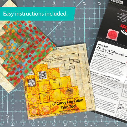 Curvy Log Cabin Trim Tool 6in Finished Blocks Quilt Ruler CGRJAW6