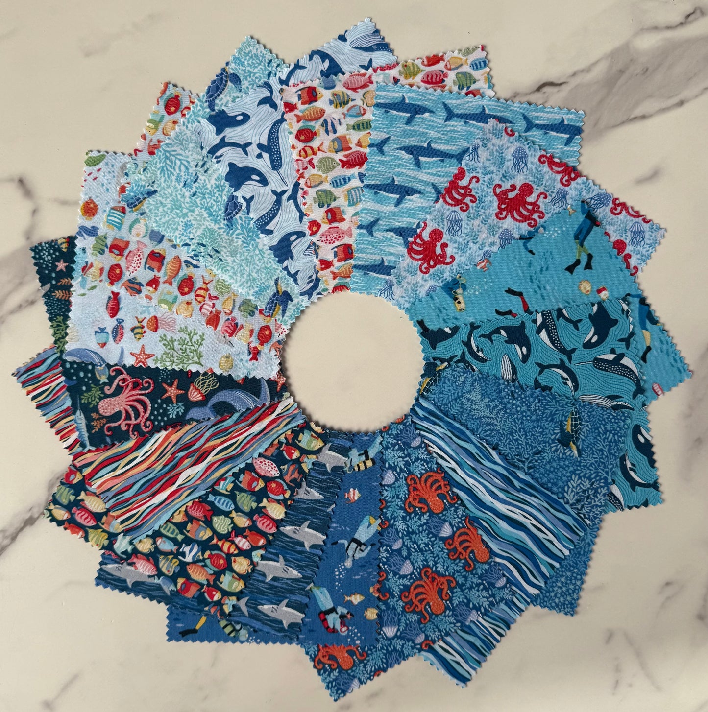 Deep Blue Sea by Makower UK : Charm Pack