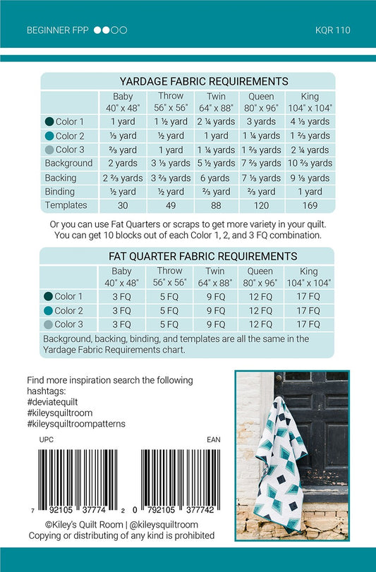 Deviate FPP Quilt Pattern by Kiley's Quilt Room