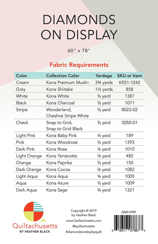 Diamonds on Display Quilt Pattern by Quiltachusetts