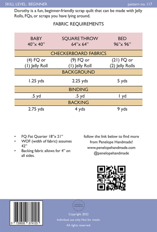 Dorothy Quilt Pattern by Penelope Handmade