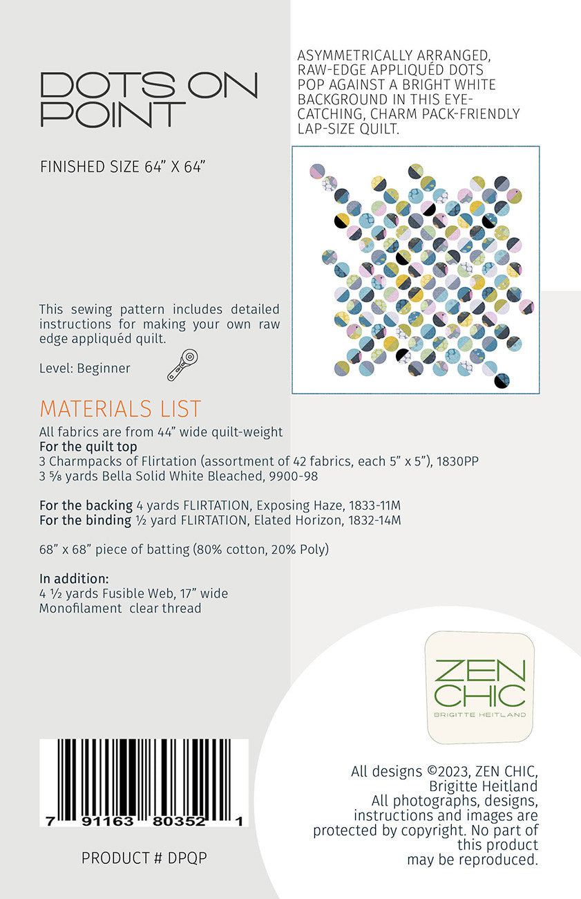 Dots On Point Applique Quilt Pattern by Zen Chic