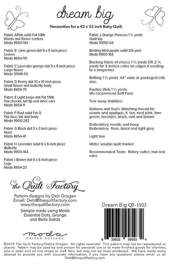 Dream Big Appliqué Quilt Pattern by the Quilt Factory