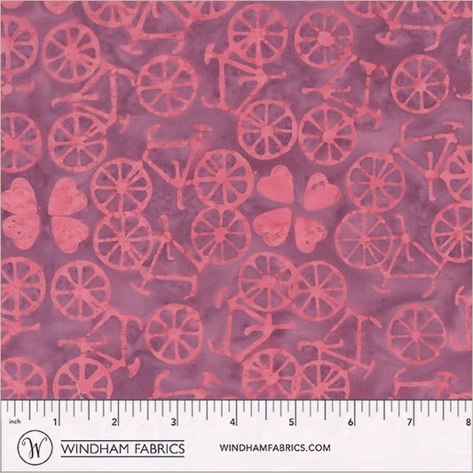 Dutch Days Batiks by Shayla Wolf of Sassafras Lane Designs - Bicycle Love Raspberry Rose 749Q-1