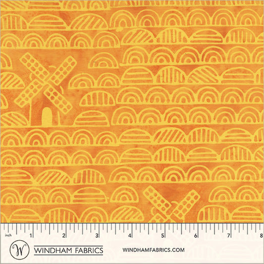 Dutch Days Batiks by Shayla Wolf of Sassafras Lane Designs - Windmills Marmalade 754Q-1