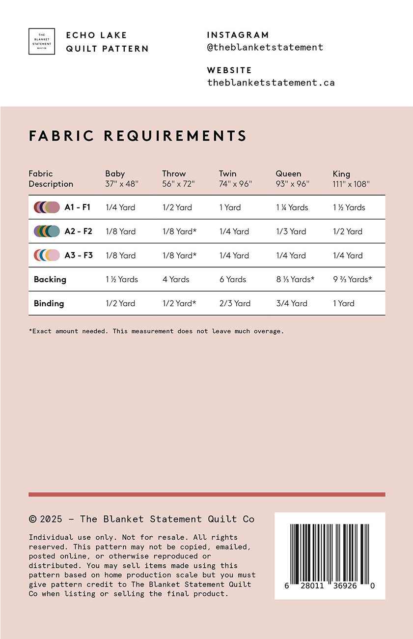 Echo Lake Quilt Pattern by The Blanket Statement