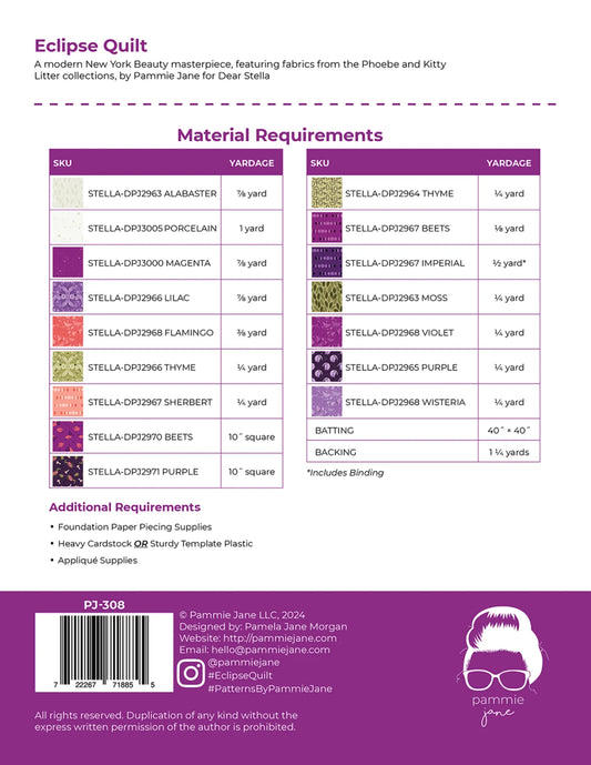 Eclipse FPP Wall Quilt Pattern by Pammie Jane