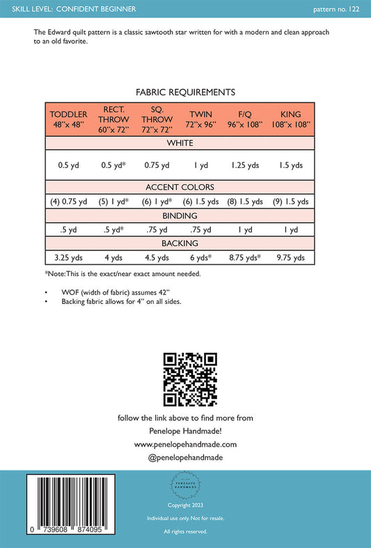 Edward Quilt Pattern by Penelope Handmade