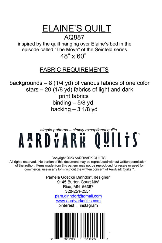 Elaine's Quilt Pattern by Aardvark Quilts