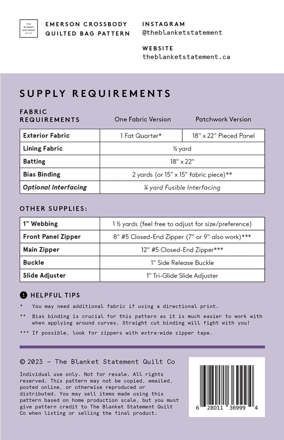 Emerson Crossbody Quilted Bag Pattern by The Blanket Statement