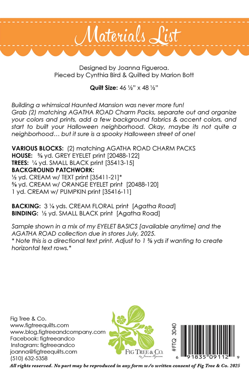 Midnight Manor Quilt Pattern by Fig Tree & Co.