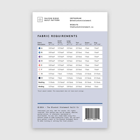 Falcon Ridge Quilt Pattern by The Blanket Statement