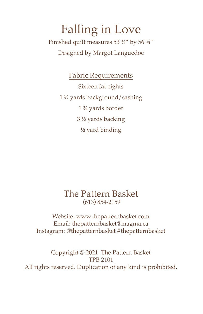 Falling in Love Quilt Pattern by The Pattern Basket