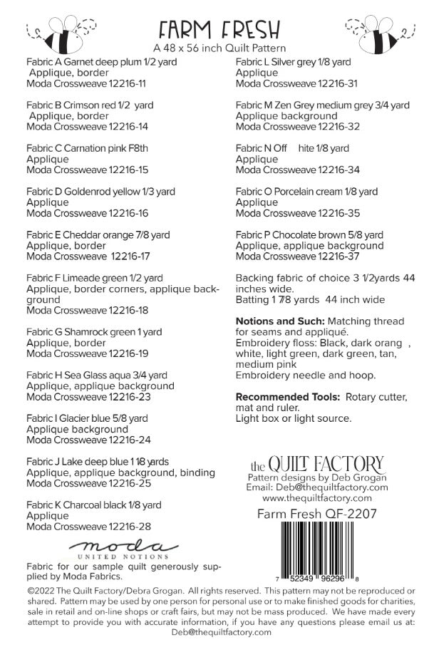 Farm Fresh Appliqué Quilt Pattern by The Quilt Factory