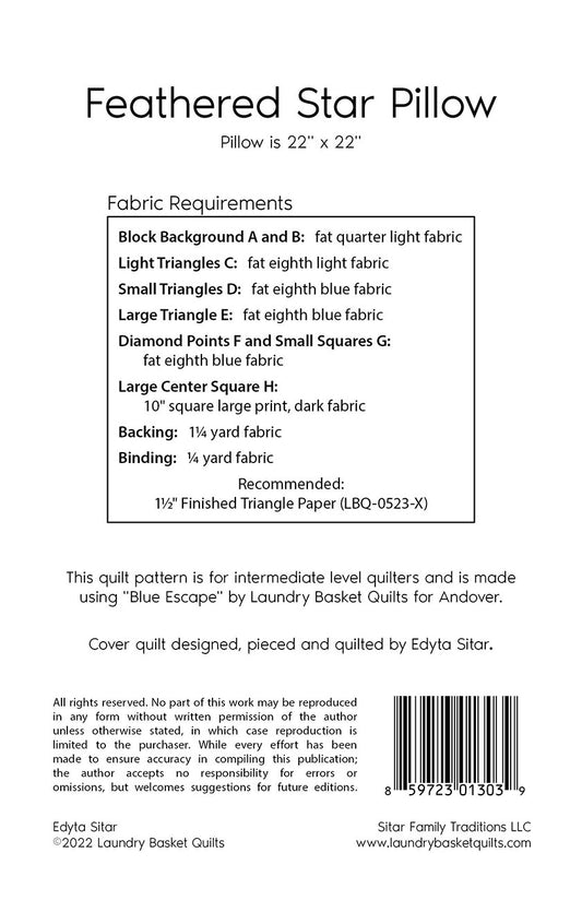 Feathered Star Pillow # LBQ-1303-P - Special Order