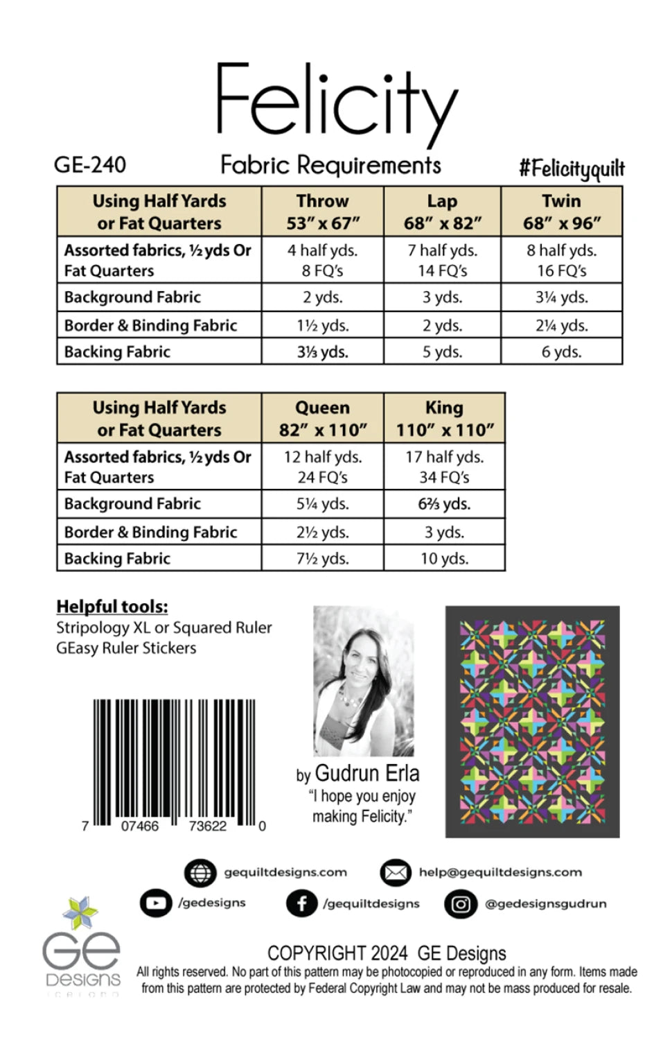 Felicity Quilt Pattern by GE Designs