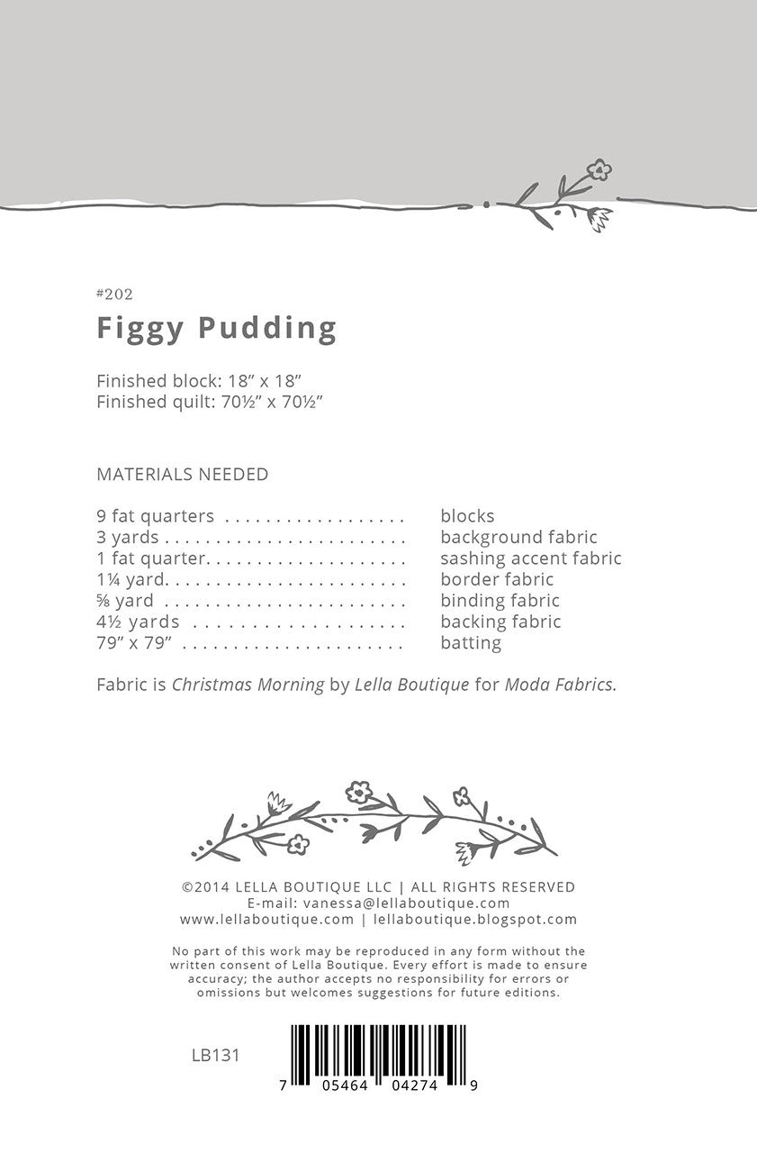 Figgy Pudding Quilt Pattern by Lella Boutique