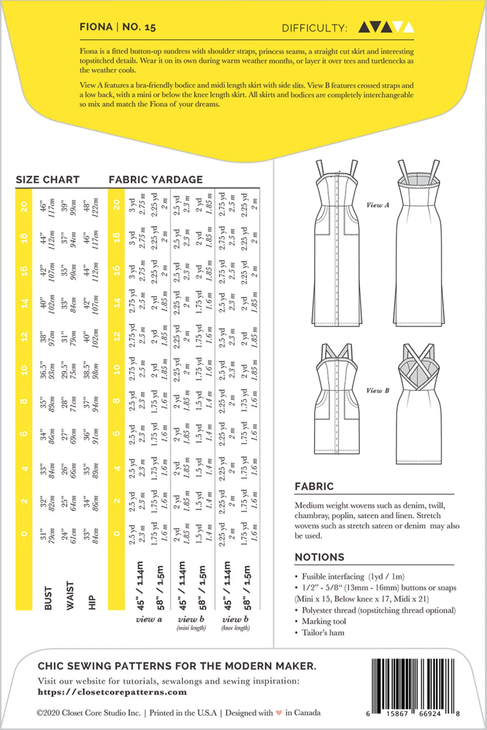Fiona Sundress Pattern by Closet Core Patterns - Special Order