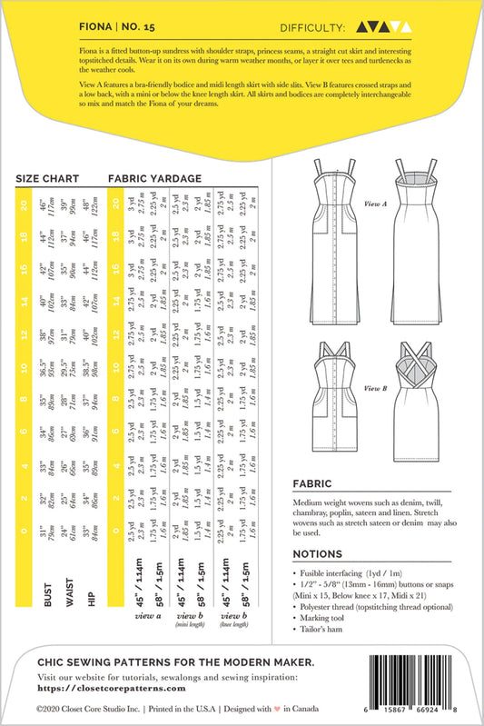 Fiona Sundress Pattern by Closet Core Patterns - Special Order