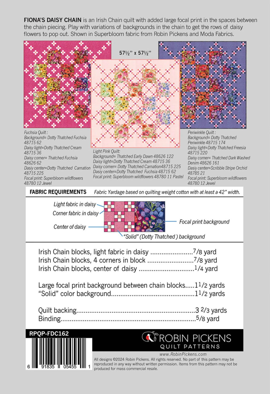 Fiona’s Daisy Chain Quilt Pattern by Robin Pickens
