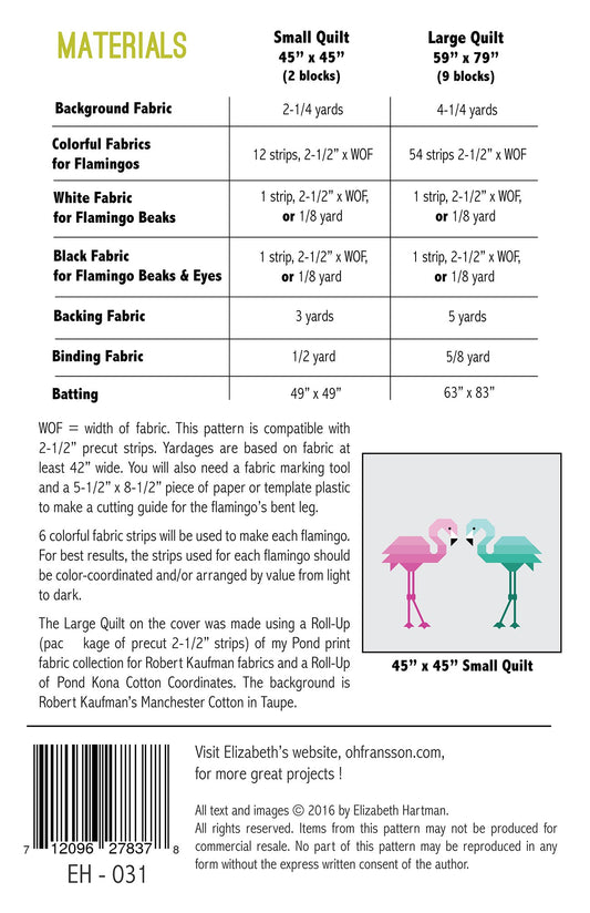 Florence Flamingo Quilt Pattern by Elizabeth Hartman