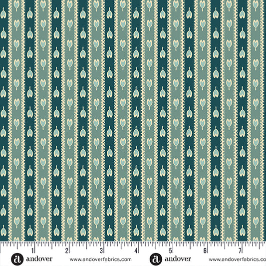 Flower Box by Renee Nanneman : Trailing Striped Petals Teal A-1019-T