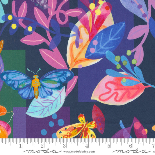 Flower Patches by Amarylis Henderson : Butterfly Meander Midnight 21820 16