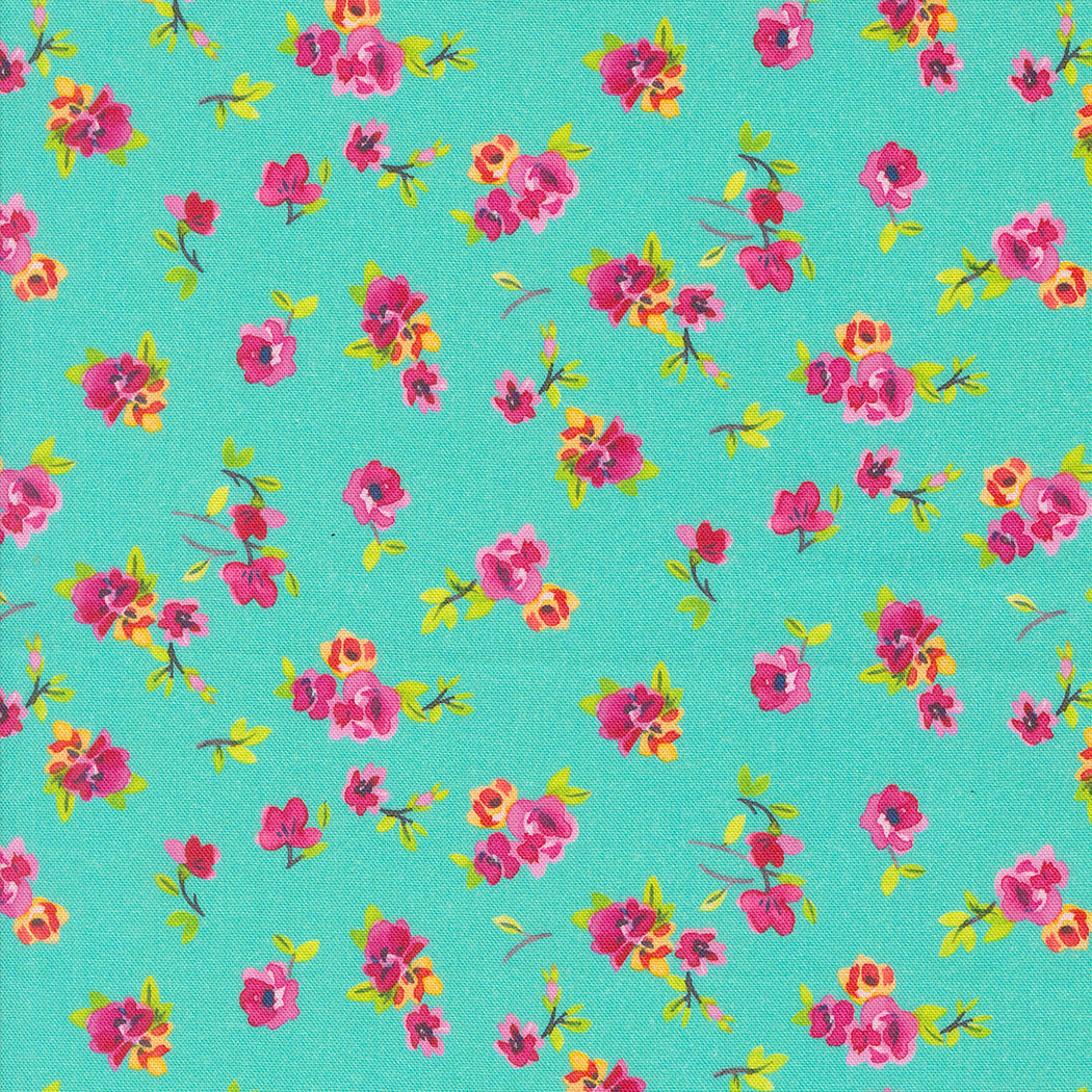 Flower Patches by Amarylis Henderson : Vintage Chintz Robins Egg 21828 17