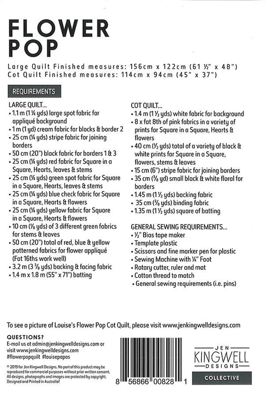 Flower Pop Pattern by Jen Kingwell Designs - Special Order