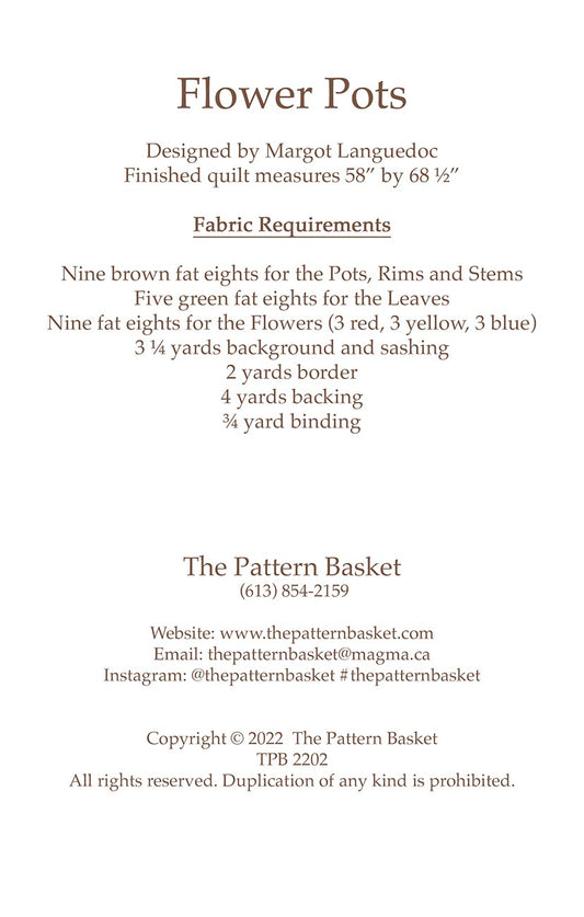 Flower Pots Quilt Pattern by The Pattern Basket