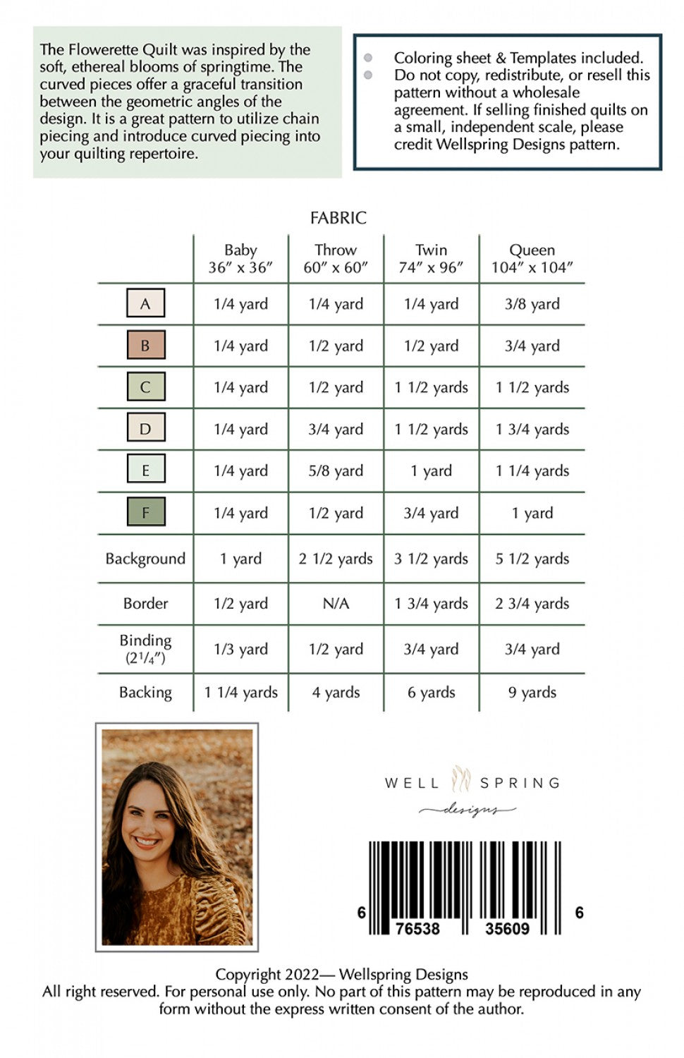 Flowerette Quilt Pattern # WSDQ-6096 - Special Order