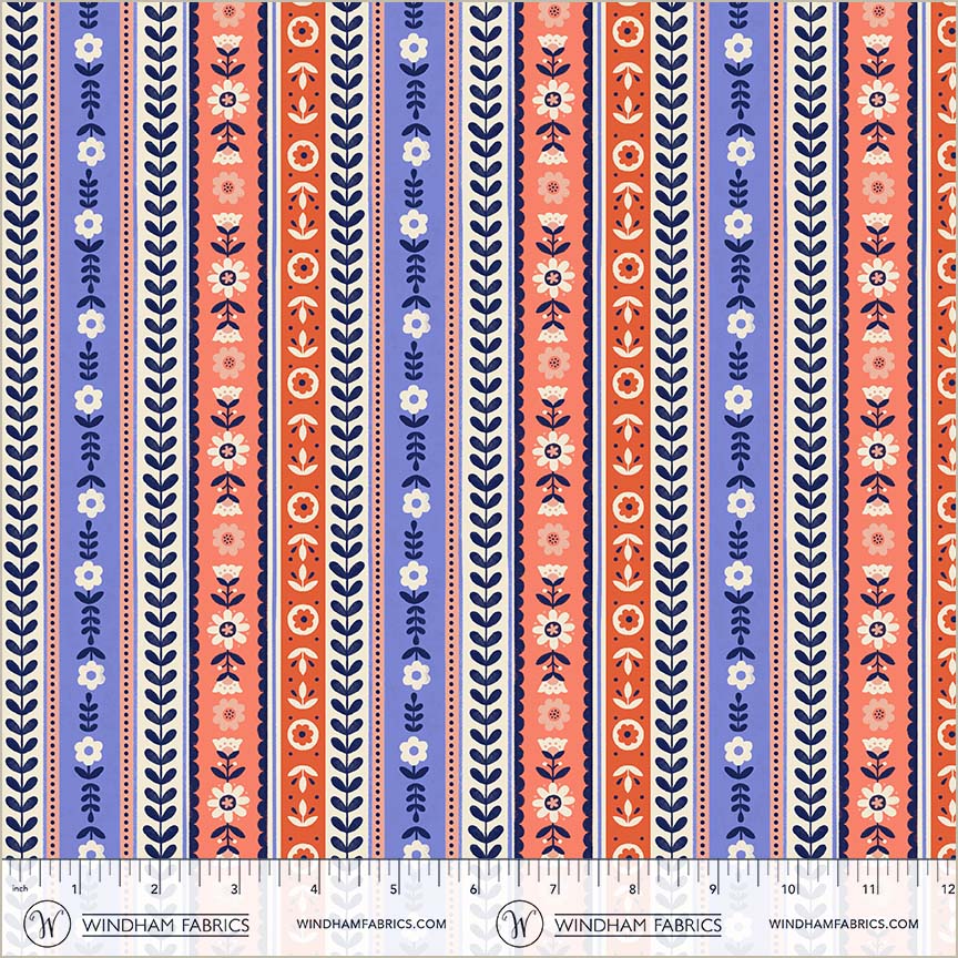 Folky Chicken by Natalie Briscoe : Ribbon Stripe Cobalt 55239-5